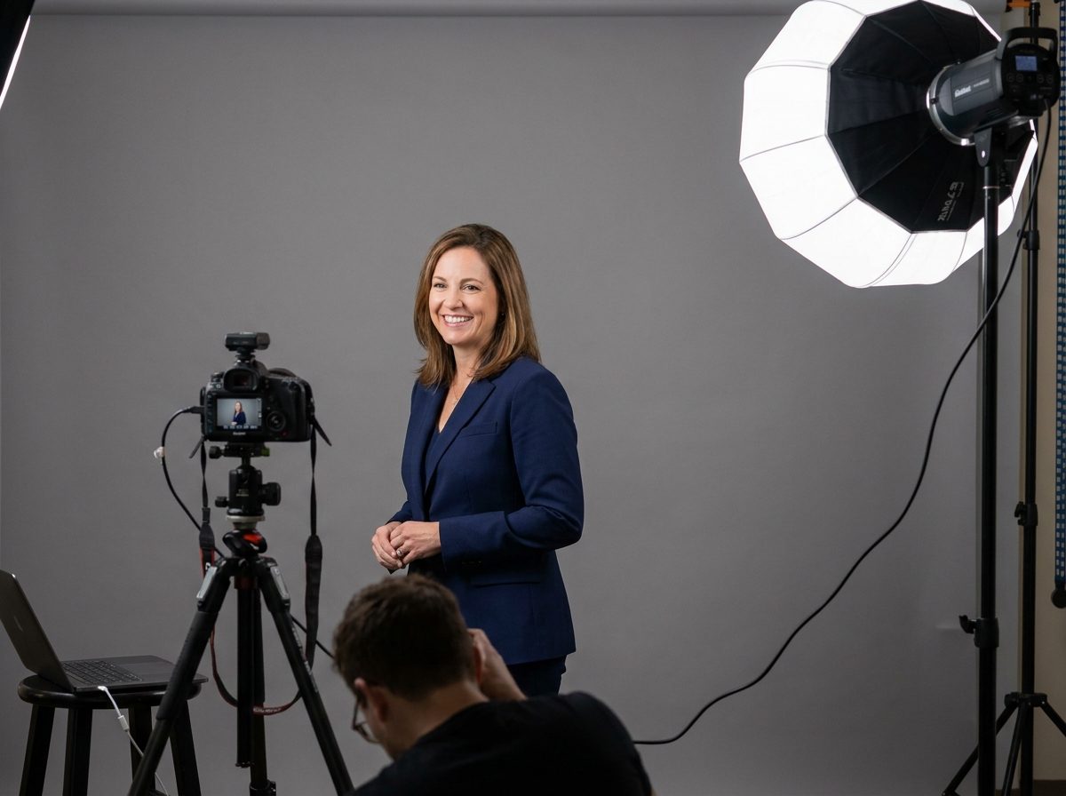 Corporate headshot session with studio lighting