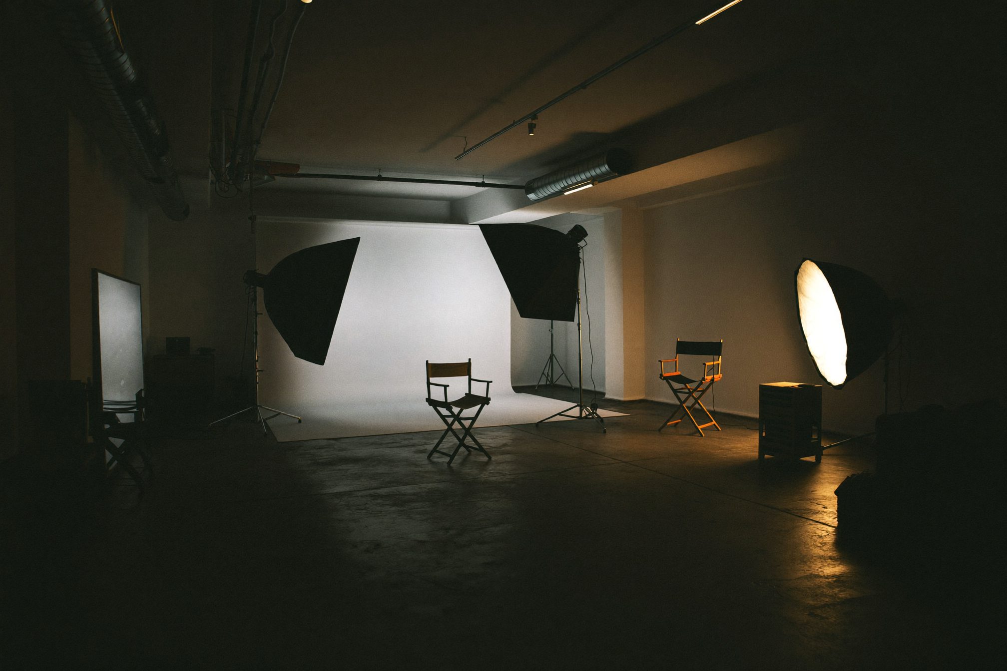 Professional photography studio with cyclorama wall